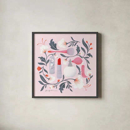 Glam Squad II by Gia Graham. Shown in a sleek black glass frame for a contemporary gallery look. Available as an archival giclee rolled canvas, fine art paper, or poster print. SKU 72659a.