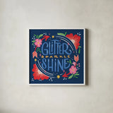 Glitter Sparkle Shine I Bright by Gia Graham. Shown in a crisp white glass frame for a clean and minimalist style. Available as an archival giclee rolled canvas, fine art paper, or poster print. SKU 79551a.