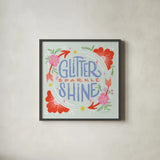 Glitter Sparkle Shine I Sq by Gia Graham. Shown in a sleek black glass frame for a contemporary gallery look. Available as an archival giclee rolled canvas, fine art paper, or poster print. SKU 75073a.