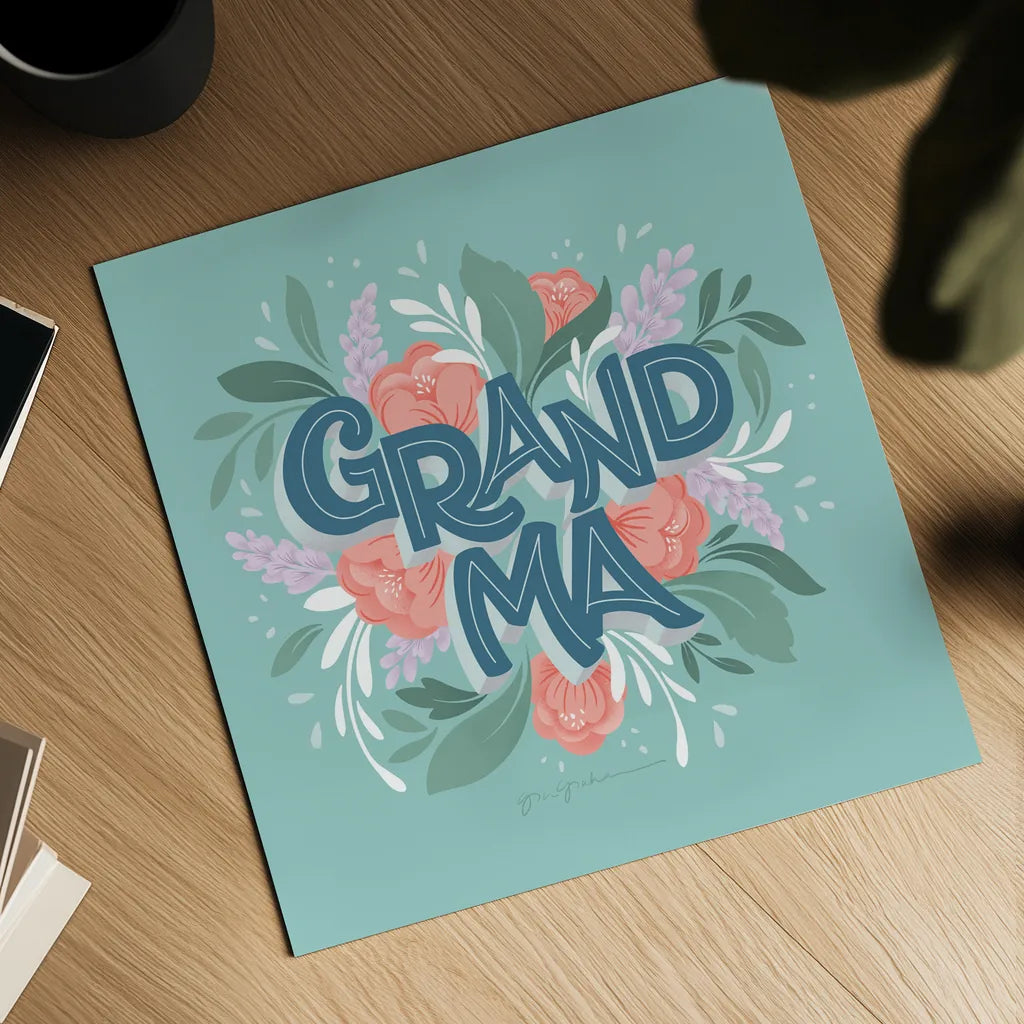 Grandma by Gia Graham. Shown as a detailed flat fine art print, highlighting archival giclee quality. Available as an archival giclee rolled canvas, fine art paper, or poster print. SKU 67313a.