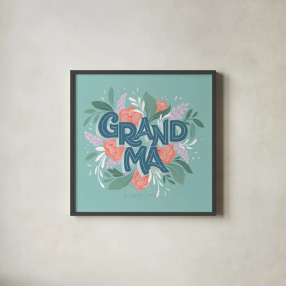 Grandma by Gia Graham. Shown in a sleek black glass frame for a contemporary gallery look. Available as an archival giclee rolled canvas, fine art paper, or poster print. SKU 67313a.