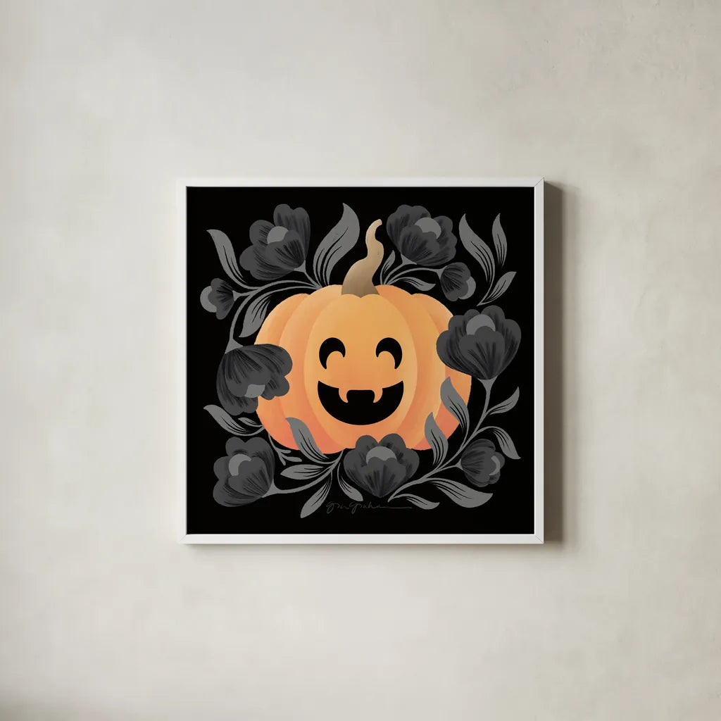Halloween Spirit III by Gia Graham. Shown in a crisp white glass frame for a clean and minimalist style. Available as an archival giclee rolled canvas, fine art paper, or poster print. SKU 89417a.