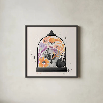 Halloween Spirit IV by Gia Graham. Shown in a sleek black glass frame for a contemporary gallery look. Available as an archival giclee rolled canvas, fine art paper, or poster print. SKU 89418a.