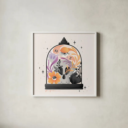 Halloween Spirit IV by Gia Graham. Shown in a crisp white glass frame for a clean and minimalist style. Available as an archival giclee rolled canvas, fine art paper, or poster print. SKU 89418a.