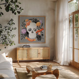 Halloween Spirit V by Gia Graham. Shown in a natural wood frame in a cozy modern living room. Available as an archival giclee rolled canvas, fine art paper, or poster print. SKU 89419a.