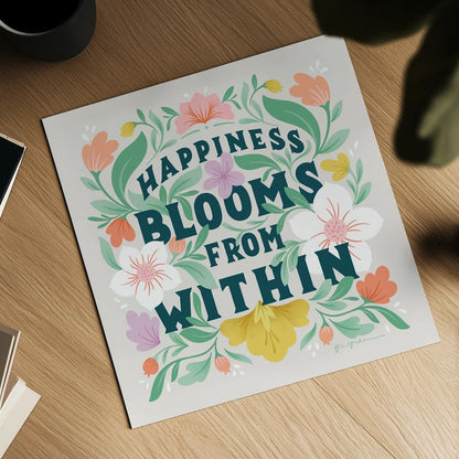 Happiness Blooms II by Gia Graham. Shown as a detailed flat fine art print, highlighting archival giclee quality. Available as an archival giclee rolled canvas, fine art paper, or poster print. SKU 84682a.
