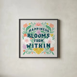 Happiness Blooms II by Gia Graham. Shown in a sleek black glass frame for a contemporary gallery look. Available as an archival giclee rolled canvas, fine art paper, or poster print. SKU 84682a.