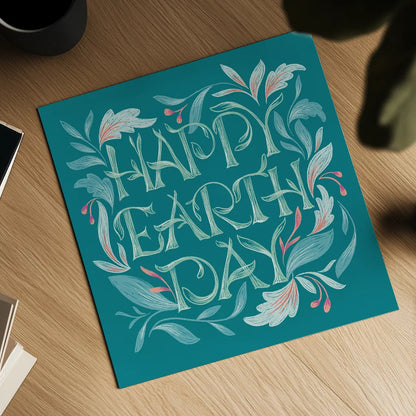 Happy Earth Day I by Gia Graham. Shown as a detailed flat fine art print, highlighting archival giclee quality. Available as an archival giclee rolled canvas, fine art paper, or poster print. SKU 75356a.