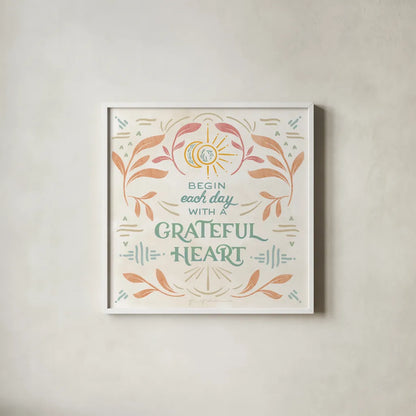 Heart and Mind I by Gia Graham. Shown in a crisp white glass frame for a clean and minimalist style. Available as an archival giclee rolled canvas, fine art paper, or poster print. SKU 67254a.