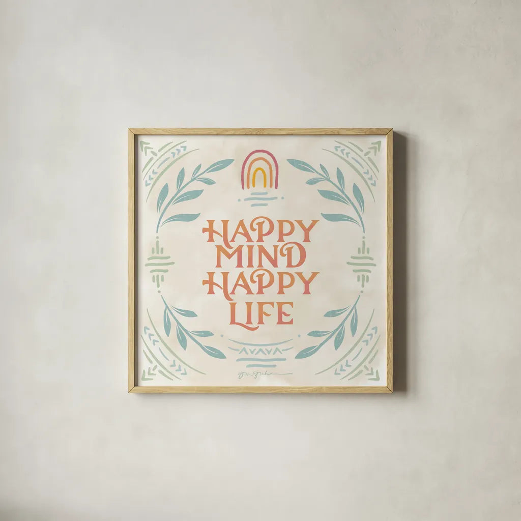 Heart and Mind II by Gia Graham. Shown in a natural wood glass frame for a timeless modern aesthetic. Available as an archival giclee rolled canvas, fine art paper, or poster print. SKU 67255a.