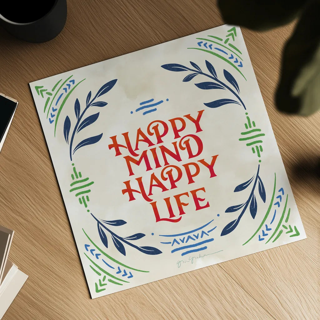 Heart and Mind II Bright by Gia Graham. Shown as a detailed flat fine art print, highlighting archival giclee quality. Available as an archival giclee rolled canvas, fine art paper, or poster print. SKU 79539a.