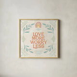 Heart and Mind II Love More by Gia Graham. Shown in a natural wood glass frame for a timeless modern aesthetic. Available as an archival giclee rolled canvas, fine art paper, or poster print. SKU 72726a.
