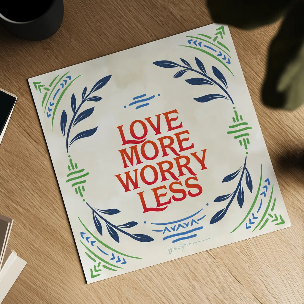 Heart and Mind II Love More Bright by Gia Graham. Shown as a detailed flat fine art print, highlighting archival giclee quality. Available as an archival giclee rolled canvas, fine art paper, or poster print. SKU 79540a.