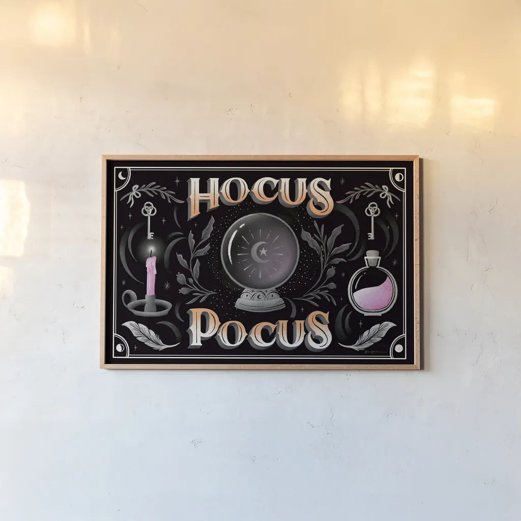 Hocus Pocus I by Gia Graham. shown as a paper print in a natural frame. Available as a archival giclee rolled canvas, fine art paper, or poster print. SKU 84334i.