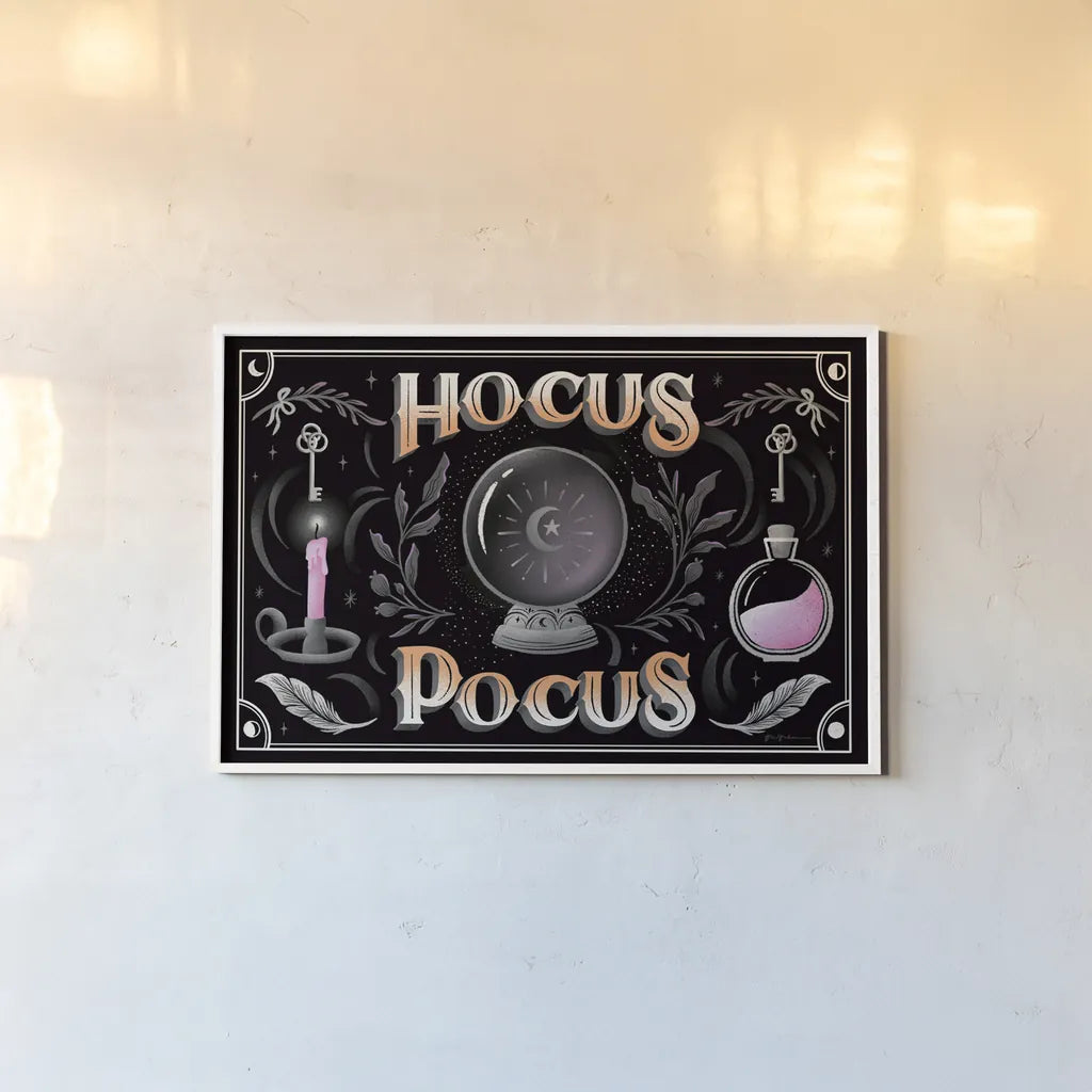 Hocus Pocus I by Gia Graham. shown as a paper print in a white frame. Available as a archival giclee rolled canvas, fine art paper, or poster print. SKU 84334i.