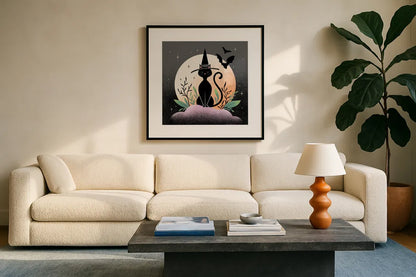 Hocus Pocus II by Gia Graham. Displayed in a glass frame with matte in a clean modern living room. Available as an archival giclee rolled canvas, fine art paper, or poster print. SKU 84335a.