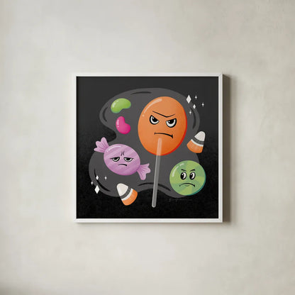 Hocus Pocus III by Gia Graham. Shown in a crisp white glass frame for a clean and minimalist style. Available as an archival giclee rolled canvas, fine art paper, or poster print. SKU 84336a.