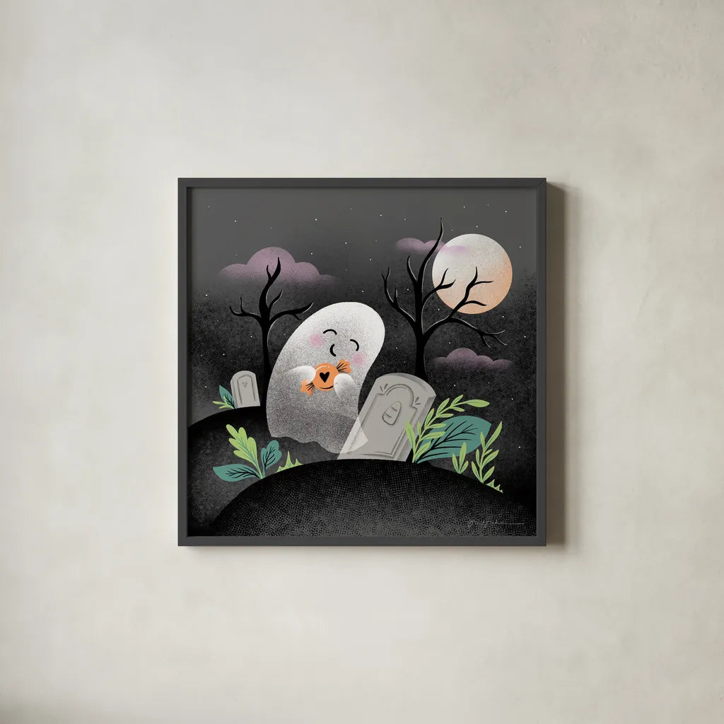 Hocus Pocus IV by Gia Graham. Shown in a sleek black glass frame for a contemporary gallery look. Available as an archival giclee rolled canvas, fine art paper, or poster print. SKU 84337a.