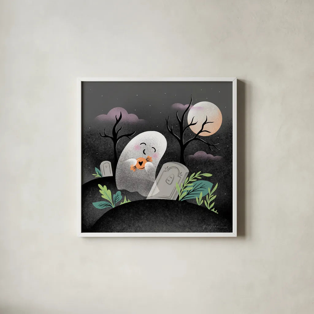 Hocus Pocus IV by Gia Graham. Shown in a crisp white glass frame for a clean and minimalist style. Available as an archival giclee rolled canvas, fine art paper, or poster print. SKU 84337a.