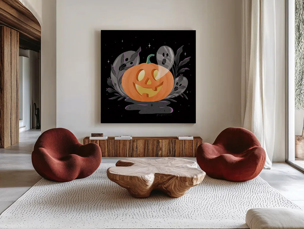 Hocus Pocus V by Gia Graham. Shown as extra-large giant wall art in a modern living room. Available as an archival giclee rolled canvas, fine art paper, or poster print. SKU 84338a.