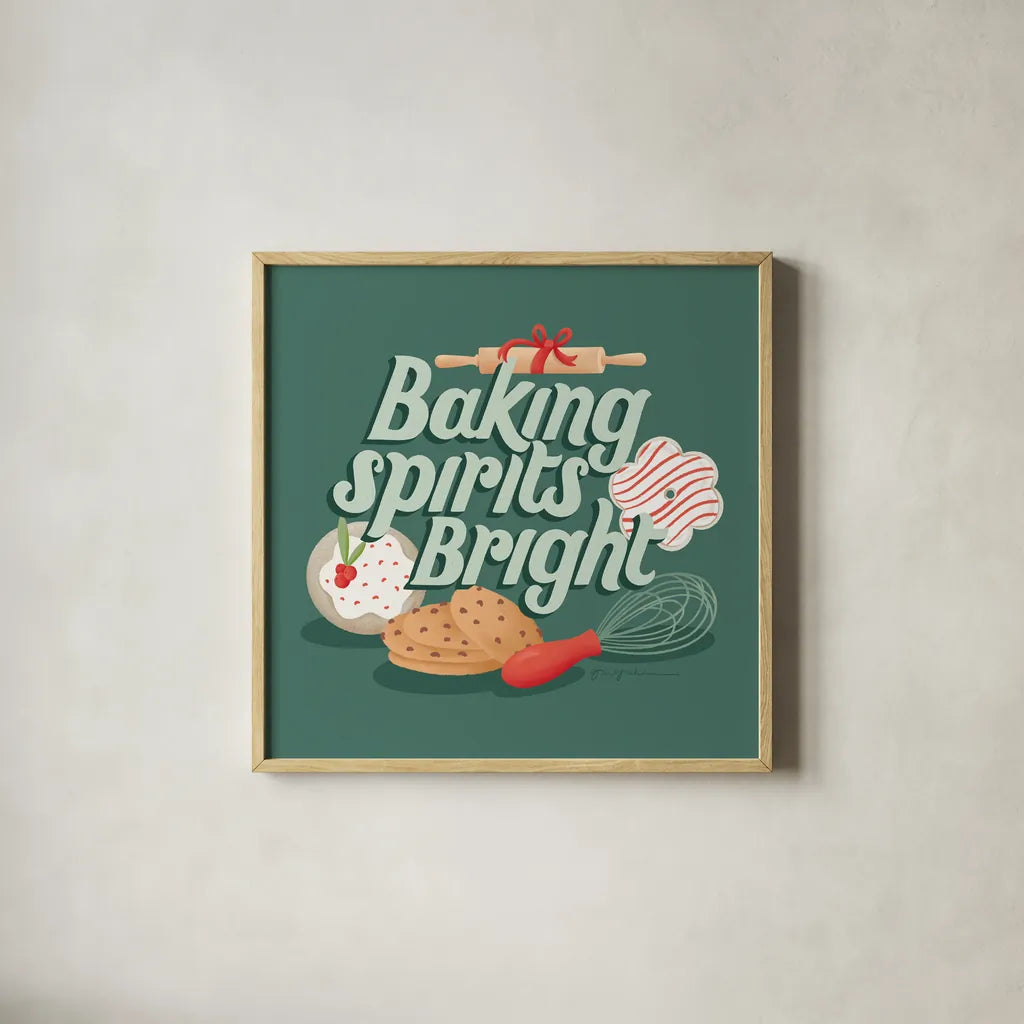 Home for the Holidays III by Gia Graham. Shown in a natural wood glass frame for a timeless modern aesthetic. Available as an archival giclee rolled canvas, fine art paper, or poster print. SKU 98813a.