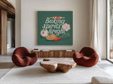 Home for the Holidays III by Gia Graham. Shown as extra-large giant wall art in a modern living room. Available as an archival giclee rolled canvas, fine art paper, or poster print. SKU 98813a.