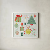Home for the Holidays V by Gia Graham. Shown in a crisp white glass frame for a clean and minimalist style. Available as an archival giclee rolled canvas, fine art paper, or poster print. SKU 98815a.