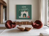 Home for the Holidays VI by Gia Graham. Shown as extra-large giant wall art in a modern living room. Available as an archival giclee rolled canvas, fine art paper, or poster print. SKU 98816a.