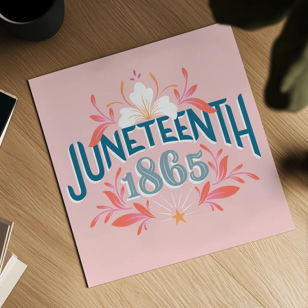 Juneteenth I by Gia Graham. Shown as a detailed flat fine art print, highlighting archival giclee quality. Available as an archival giclee rolled canvas, fine art paper, or poster print. SKU 75359a.