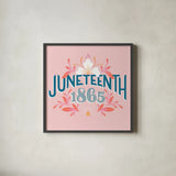 Juneteenth I by Gia Graham. Shown in a sleek black glass frame for a contemporary gallery look. Available as an archival giclee rolled canvas, fine art paper, or poster print. SKU 75359a.