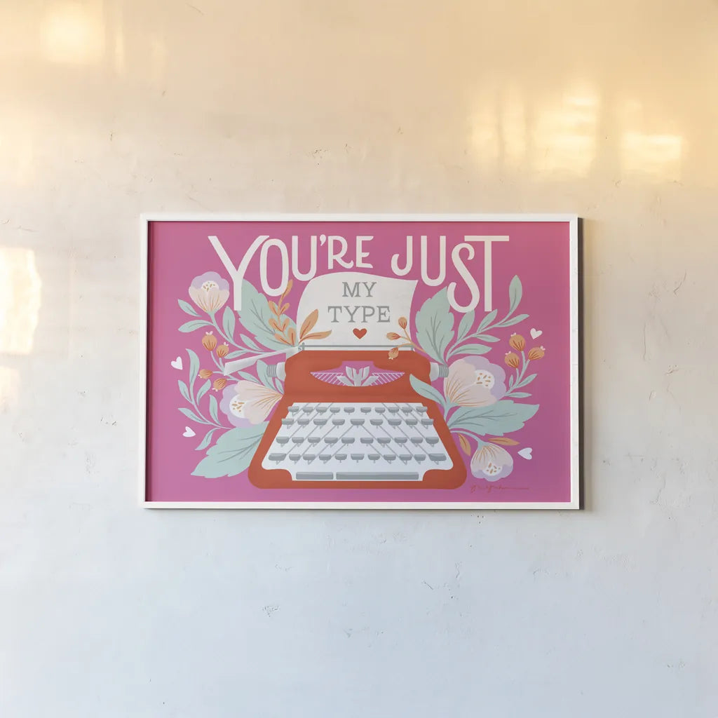 Just My Type I by Gia Graham. shown as a paper print in a white frame. Available as a archival giclee rolled canvas, fine art paper, or poster print. SKU 79667i.