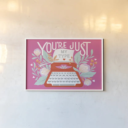 Just My Type I by Gia Graham. shown as a paper print in a white frame. Available as a archival giclee rolled canvas, fine art paper, or poster print. SKU 79667i.