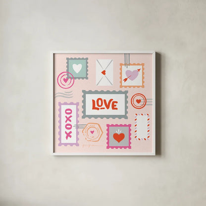 Just My Type V by Gia Graham. Shown in a crisp white glass frame for a clean and minimalist style. Available as an archival giclee rolled canvas, fine art paper, or poster print. SKU 79671a.