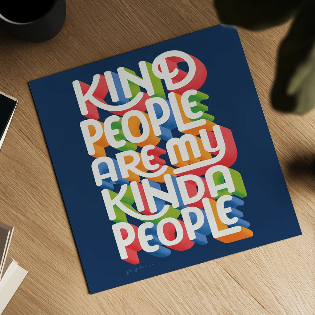 Kind People I Bright Sq by Gia Graham. Shown as a detailed flat fine art print, highlighting archival giclee quality. Available as an archival giclee rolled canvas, fine art paper, or poster print. SKU 79538a.
