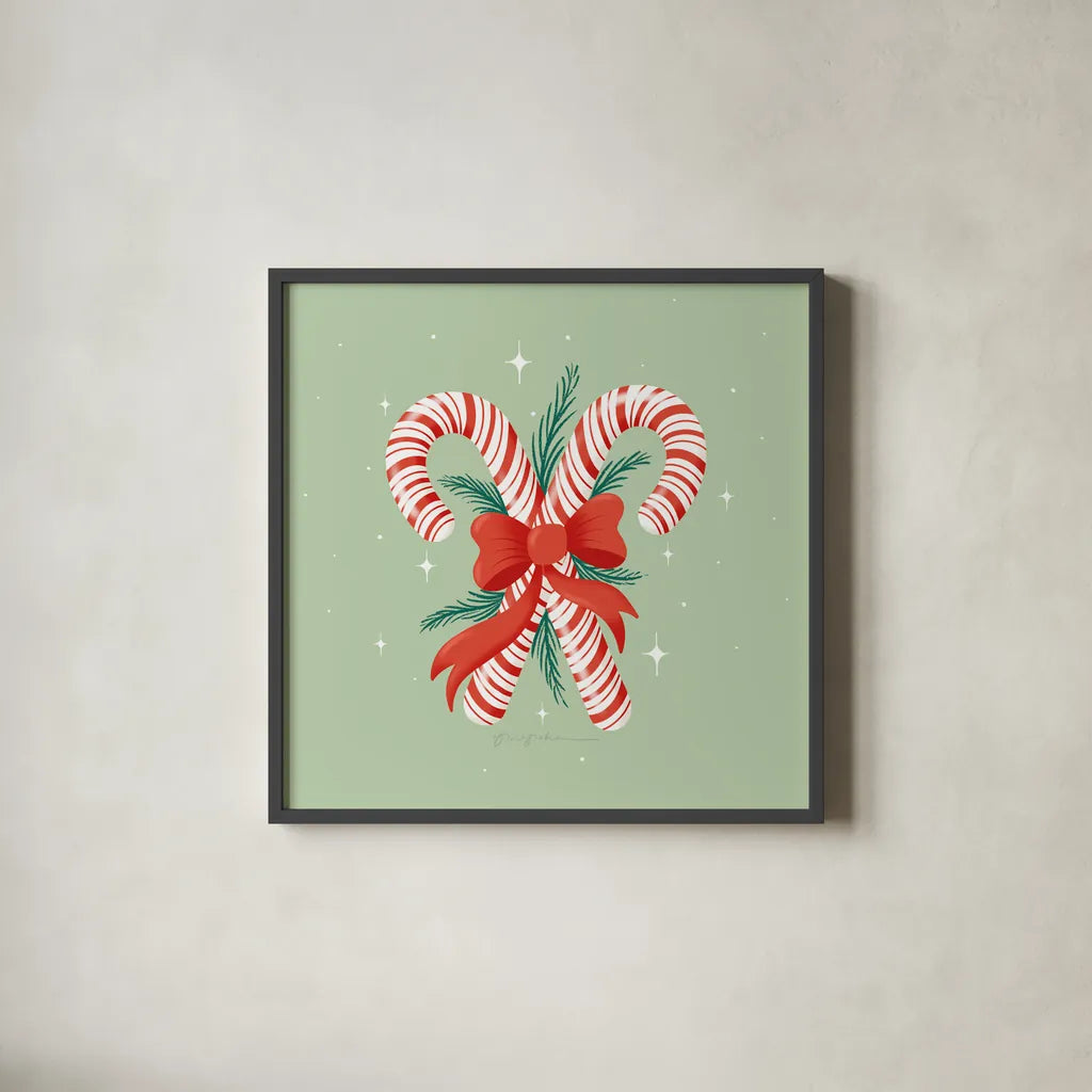 Lets Get Merry II by Gia Graham. Shown in a sleek black glass frame for a contemporary gallery look. Available as an archival giclee rolled canvas, fine art paper, or poster print. SKU 87524a.