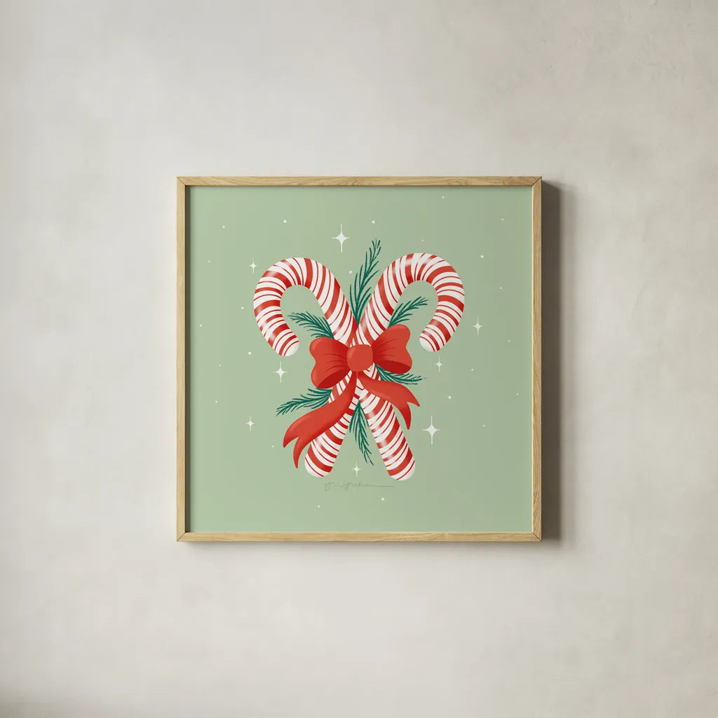 Lets Get Merry II by Gia Graham. Shown in a natural wood glass frame for a timeless modern aesthetic. Available as an archival giclee rolled canvas, fine art paper, or poster print. SKU 87524a.