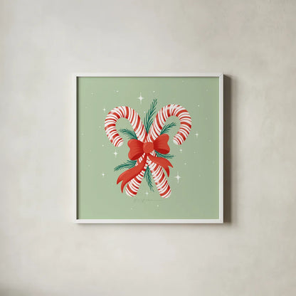 Lets Get Merry II by Gia Graham. Shown in a crisp white glass frame for a clean and minimalist style. Available as an archival giclee rolled canvas, fine art paper, or poster print. SKU 87524a.
