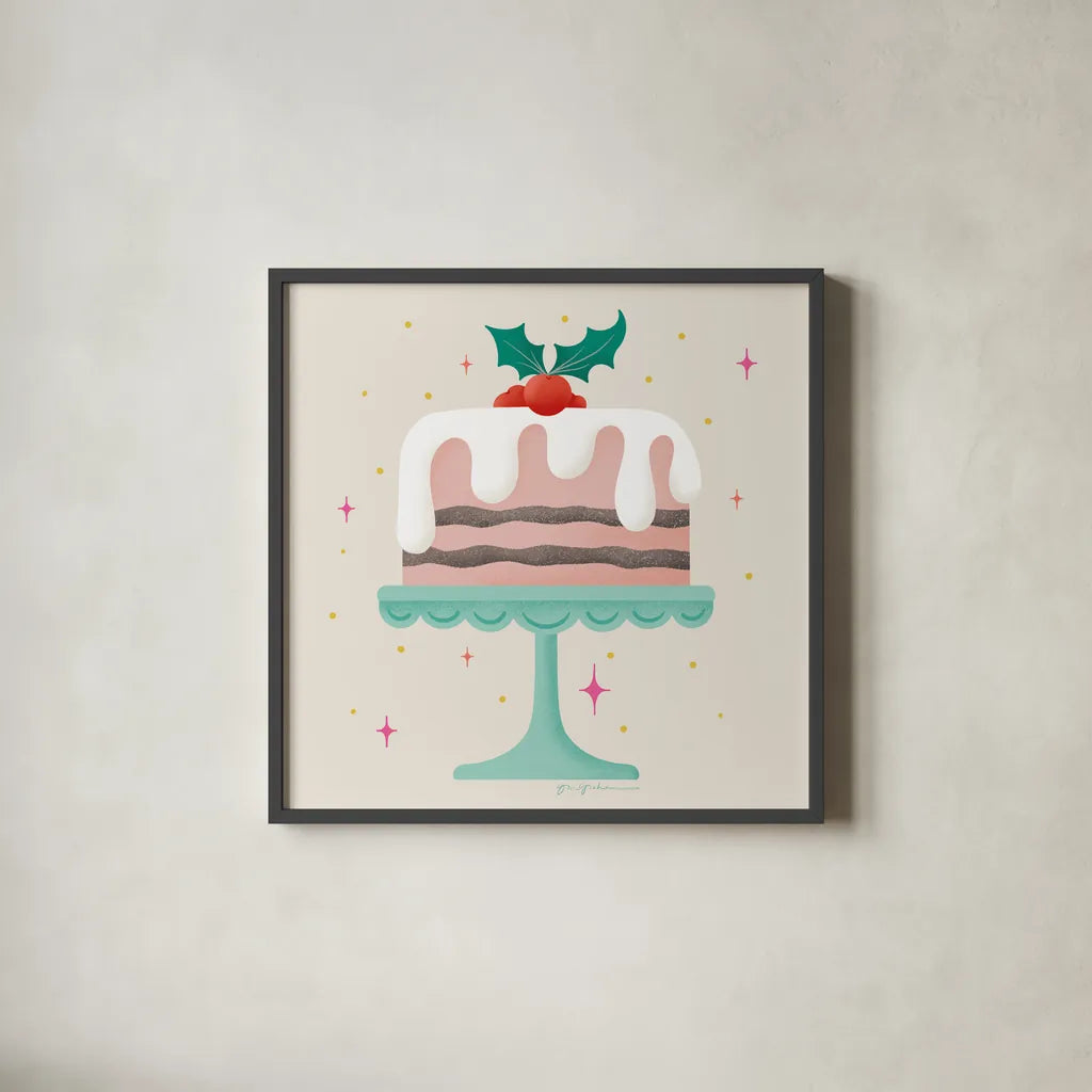 Lets Get Merry III by Gia Graham. Shown in a sleek black glass frame for a contemporary gallery look. Available as an archival giclee rolled canvas, fine art paper, or poster print. SKU 87525a.