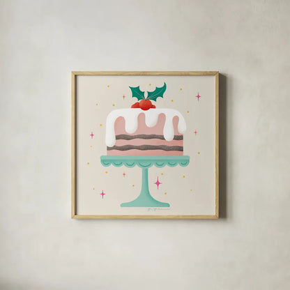 Lets Get Merry III by Gia Graham. Shown in a natural wood glass frame for a timeless modern aesthetic. Available as an archival giclee rolled canvas, fine art paper, or poster print. SKU 87525a.