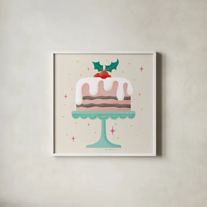 Lets Get Merry III by Gia Graham. Shown in a crisp white glass frame for a clean and minimalist style. Available as an archival giclee rolled canvas, fine art paper, or poster print. SKU 87525a.