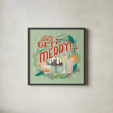 Lets Get Merry V by Gia Graham. Shown in a sleek black glass frame for a contemporary gallery look. Available as an archival giclee rolled canvas, fine art paper, or poster print. SKU 87527a.