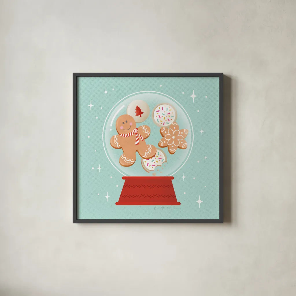 Lets Get Merry VI by Gia Graham. Shown in a sleek black glass frame for a contemporary gallery look. Available as an archival giclee rolled canvas, fine art paper, or poster print. SKU 87528a.