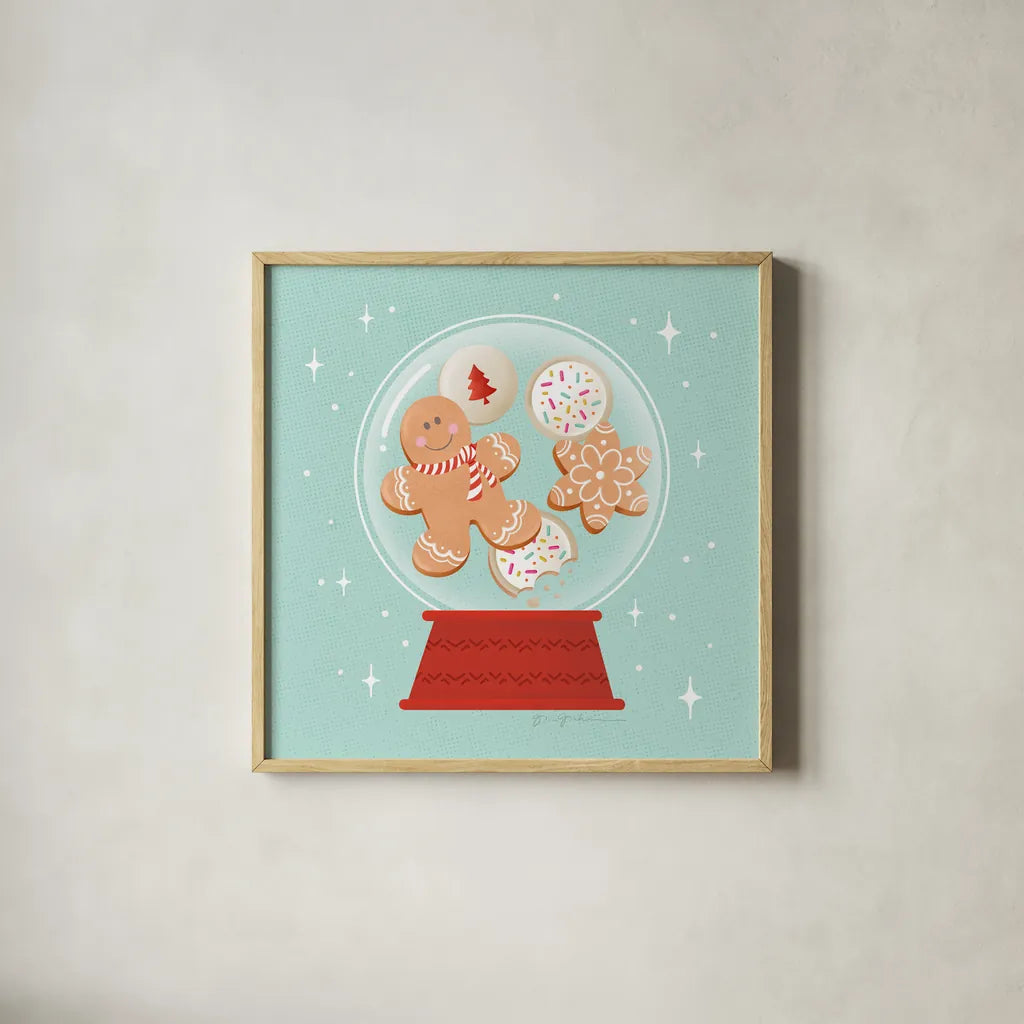 Lets Get Merry VI by Gia Graham. Shown in a natural wood glass frame for a timeless modern aesthetic. Available as an archival giclee rolled canvas, fine art paper, or poster print. SKU 87528a.