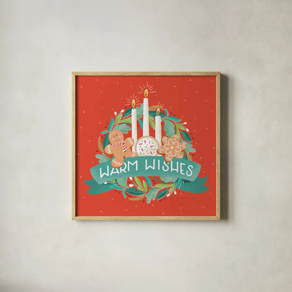 Lets Get Merry VII by Gia Graham. Shown in a natural wood glass frame for a timeless modern aesthetic. Available as an archival giclee rolled canvas, fine art paper, or poster print. SKU 87529a.