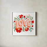 Love I by Gia Graham. Shown in a crisp white glass frame for a clean and minimalist style. Available as an archival giclee rolled canvas, fine art paper, or poster print. SKU 84993a.