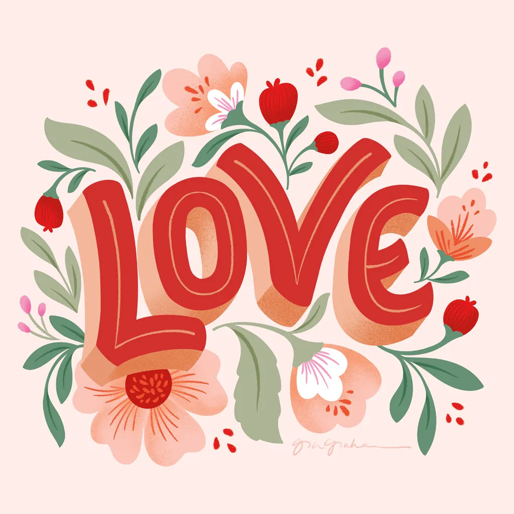 Love I Pink by Gia Graham. SKU 85008a. Archival Giclee Fine art print for wall decor.