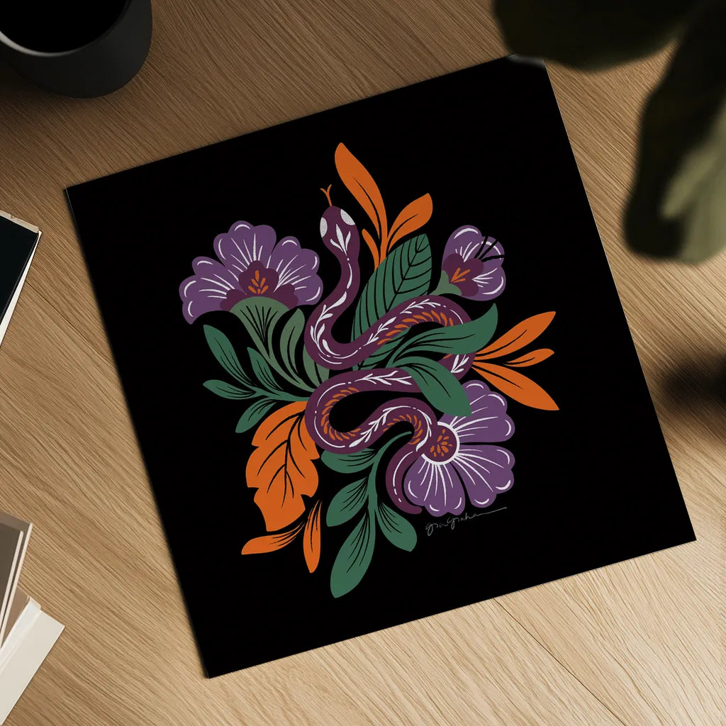 Lush Life III Black and Orange by Gia Graham. Shown as a detailed flat fine art print, highlighting archival giclee quality. Available as an archival giclee rolled canvas, fine art paper, or poster print. SKU 81953a.