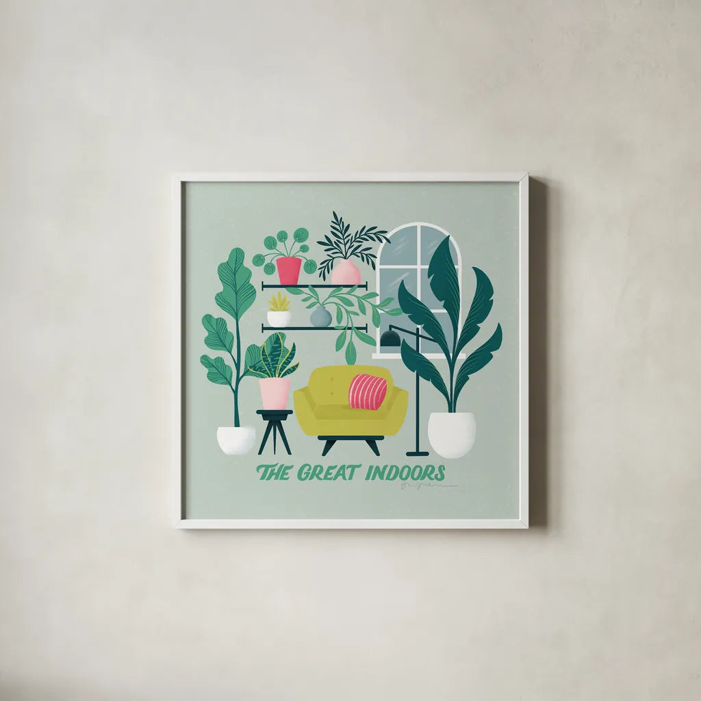 Lush Life IX by Gia Graham. Shown in a crisp white glass frame for a clean and minimalist style. Available as an archival giclee rolled canvas, fine art paper, or poster print. SKU 80226a.