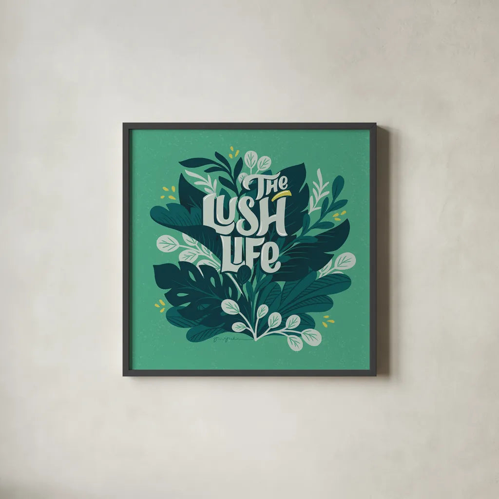 Lush Life V by Gia Graham. Shown in a sleek black glass frame for a contemporary gallery look. Available as an archival giclee rolled canvas, fine art paper, or poster print. SKU 80222a.