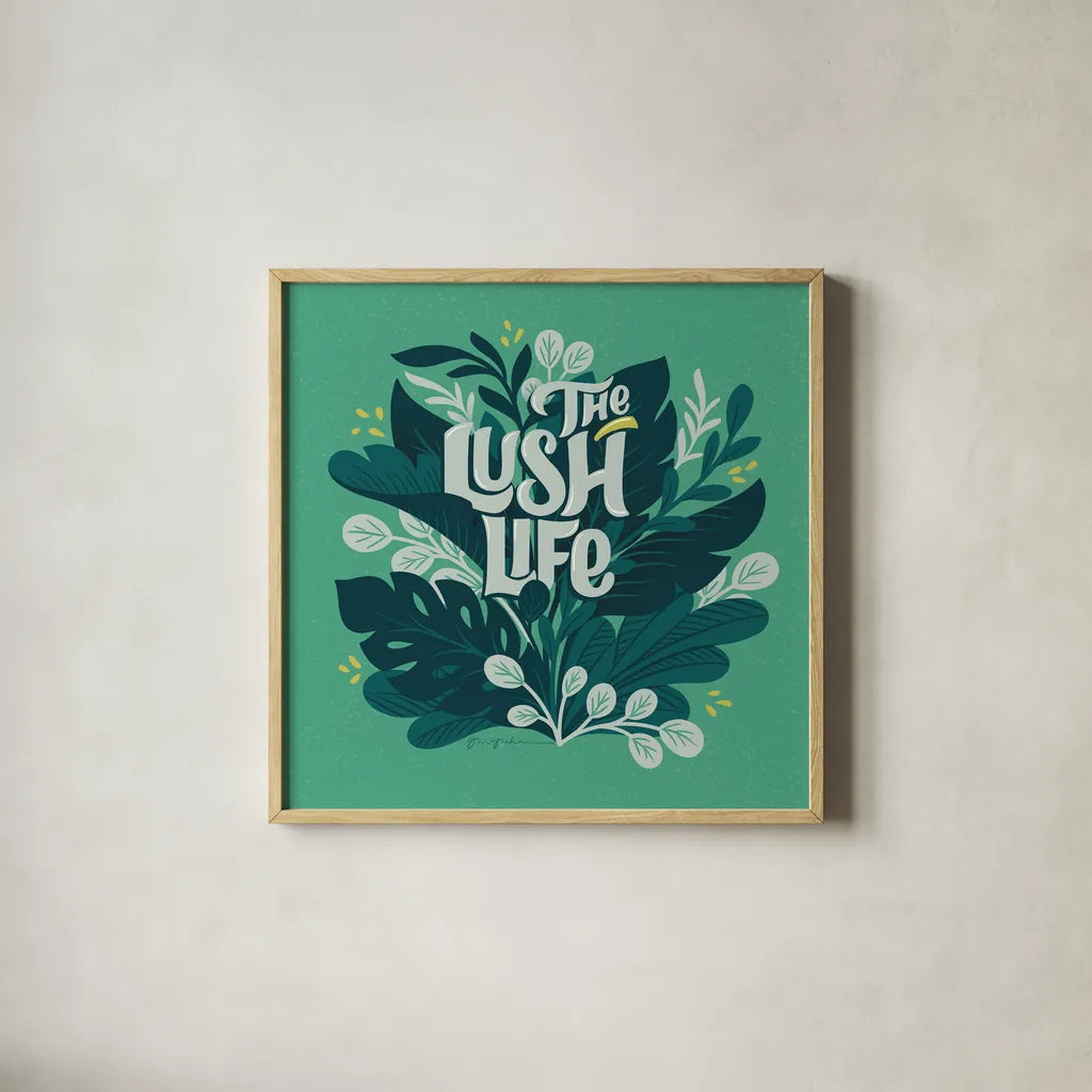 Lush Life V by Gia Graham. Shown in a natural wood glass frame for a timeless modern aesthetic. Available as an archival giclee rolled canvas, fine art paper, or poster print. SKU 80222a.